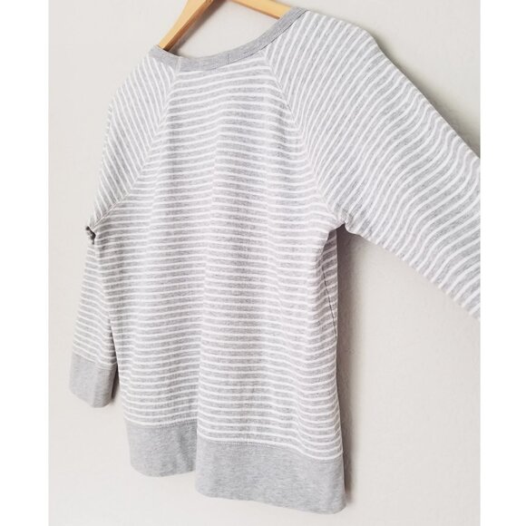 JAMES PERSE Raglan Pullover Sweatshirt Top Gray White Striped Cotton 3 L $145 - Picture 14 of 15